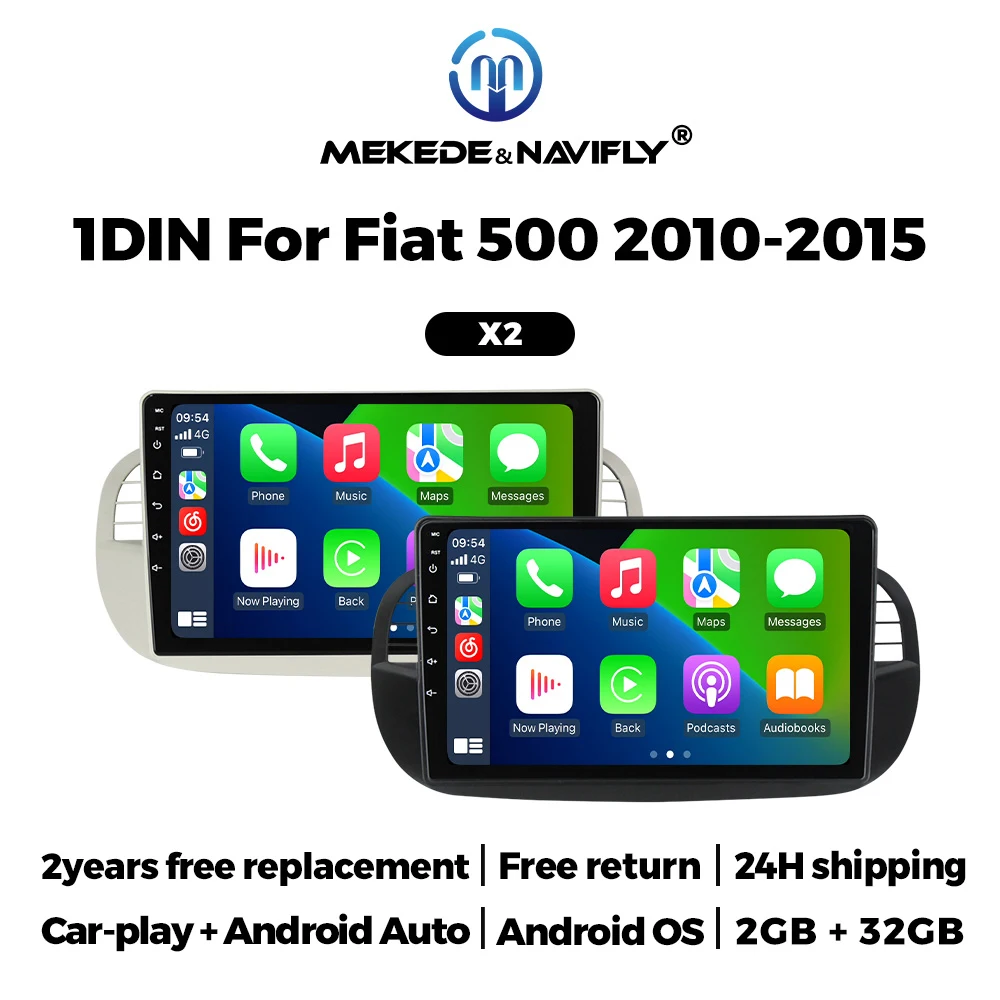 Navifly 9 Inch Android Car Radio Wireless CarPlay For Fiat 500 2010-2015 Multimedia Video Player Android Auto GPS Navigation FM