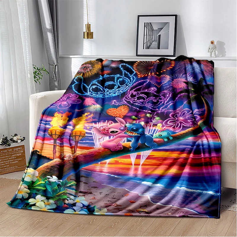 Cartoon Stitch koc moda rysunkowy potwór flanelowy puszysty koc polarowy dzieci i prezent dla dorosłych Sofa Travel Camping