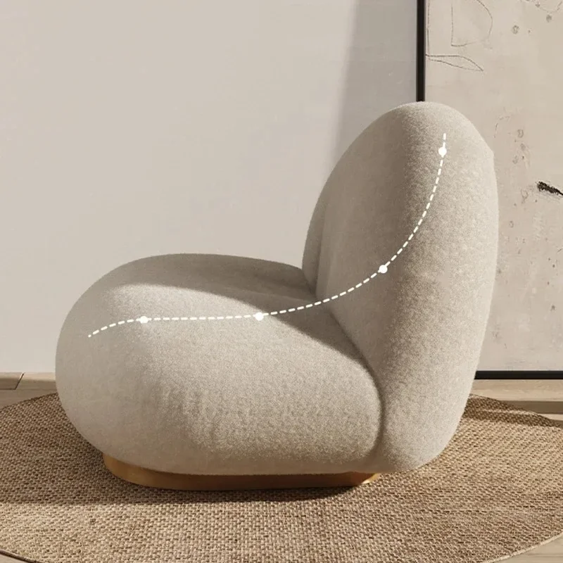 Cute Modern Chairs Living Room Naughty Lambs Wool Wood Lounge Chair Lazy Sofa Swivel Cadeira Giratoria Living Room Decoration