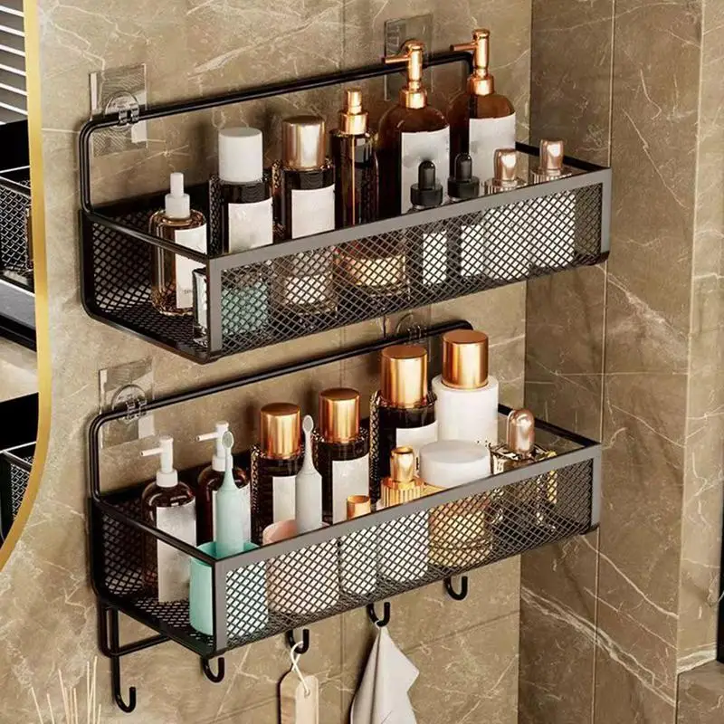 

Metal Hangable Storage Basket Sticky Storage Organizer Wall Wire Basket for Kitchen Bathroom Bedroom Storage