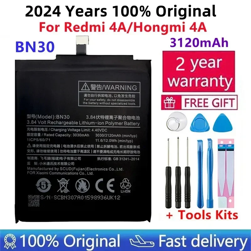 

100% Original BN30 Battery For Xiaomi Redmi 4A Redrice Hongmi 4A Lithium Polymer Replacement Bateria Fast Shipping