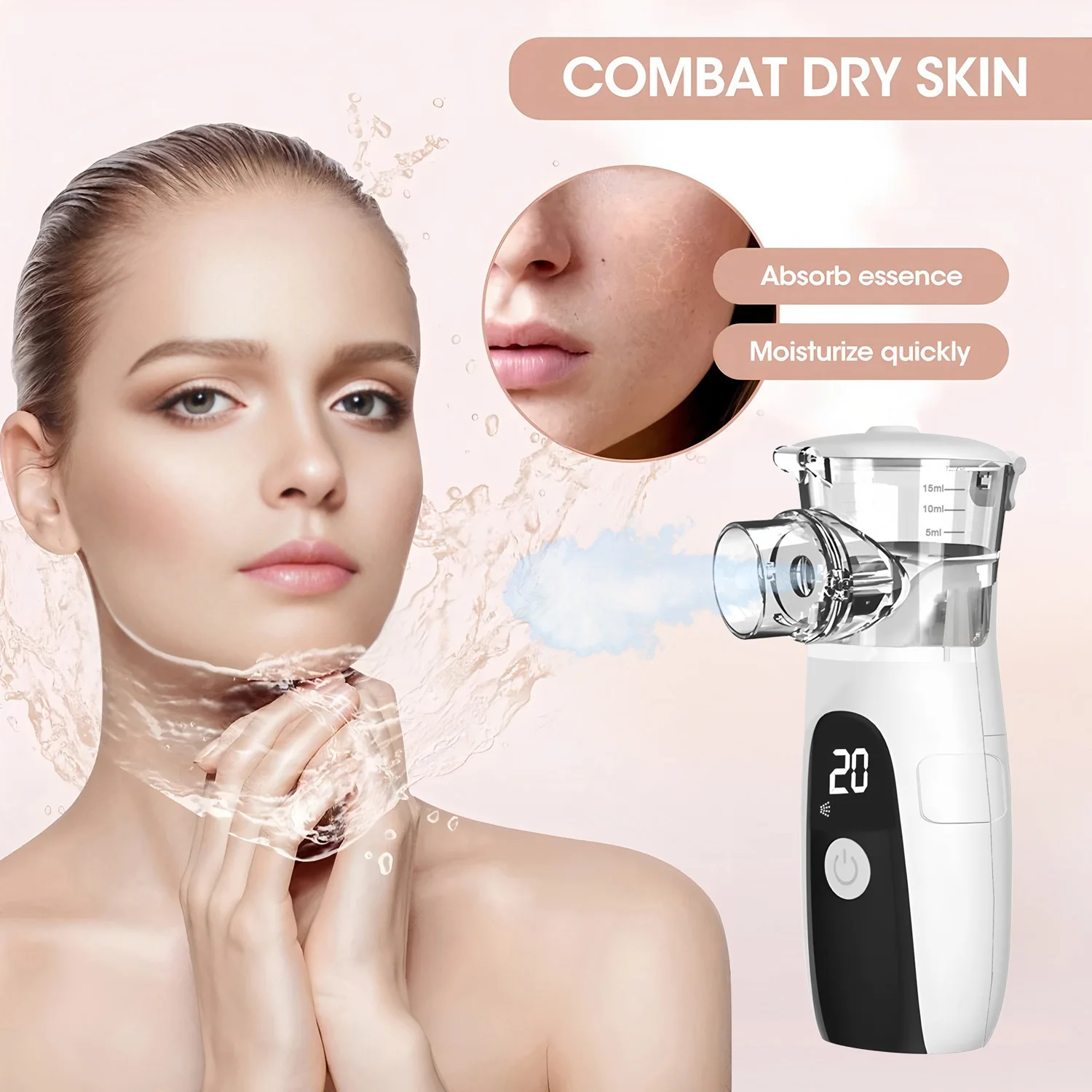 بخاخ تجميل مرطب صغير محمول - جهاز ترطيب البشرة بخاخ بارد نانو للوجه
