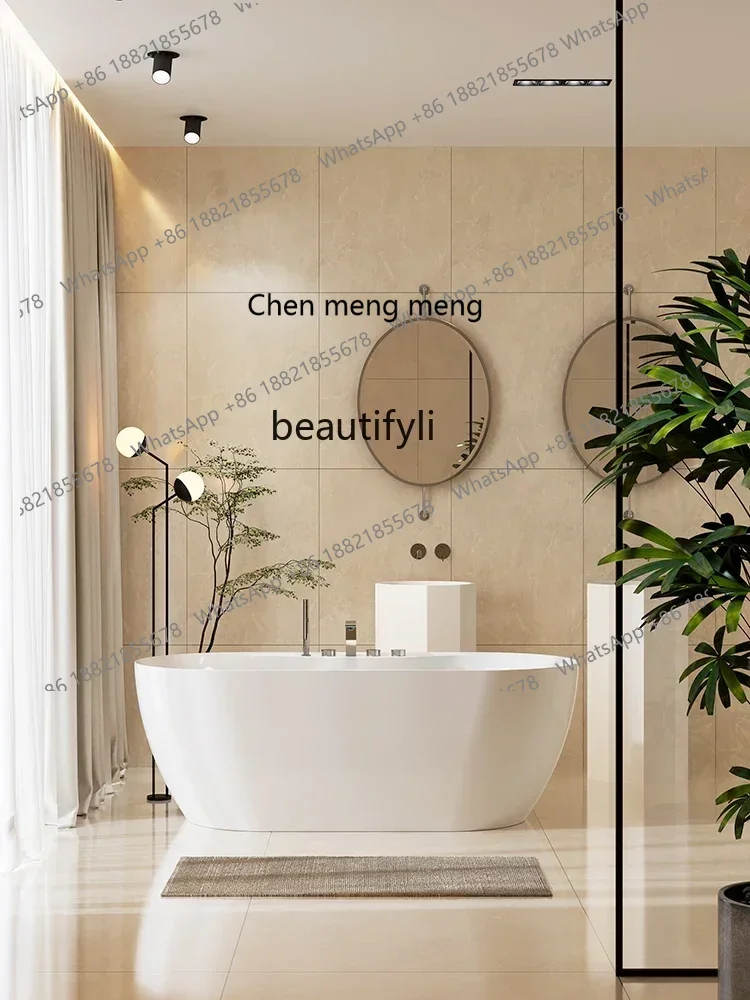 2003Bathroom Household Seamless Integrated Acrylic Bathtub Small Apartment Hotel Homestay Concubine Oval Bathtub