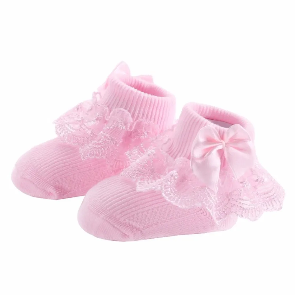 

Bow lace baby socks Candy-colored cotton baby girl socks cute baby socks Princess style