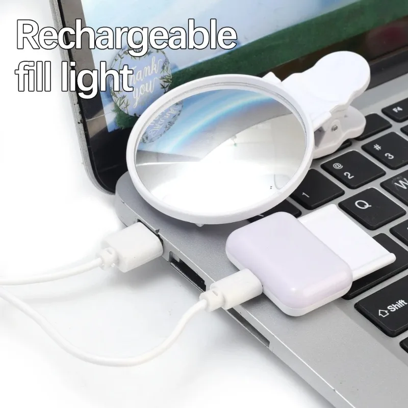 2 in 1 Mobile Phone Selfie Mirror Reflection Lamp Clip Kit for IPhone Samsung Xiaomi Universal Portable Rear View Fill Lights