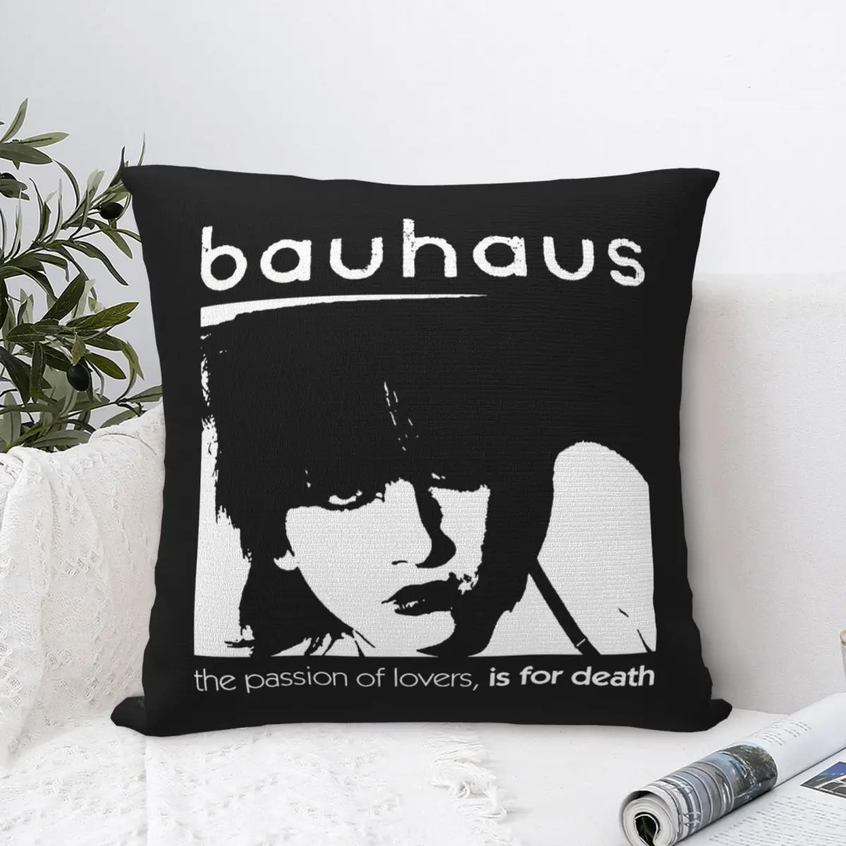 Bauhaus Square Pillow Cases Gothic Rock Cushion Covers Funny Zipper Decorative Pillowcase for Home 40x40cm