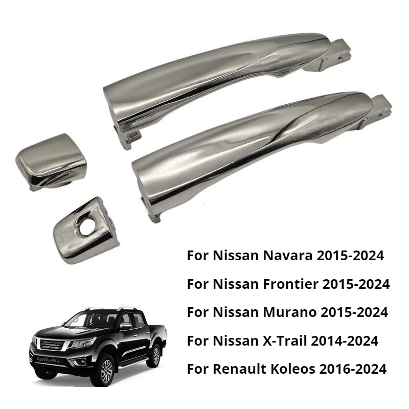 Car Electroplated Exterior Door Handle for Nissan Navara Frontier Murano 2015-2024 X-Trail 2014-2024 Renault Koleos 2016-2024