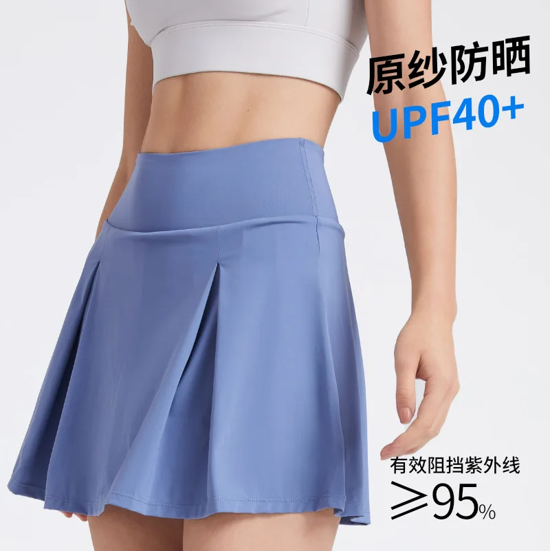 

Summer sunscreen skirt quick-drying ice-feeling UV-proof fake two-piece anti-light sports fitness golf tennis skirt