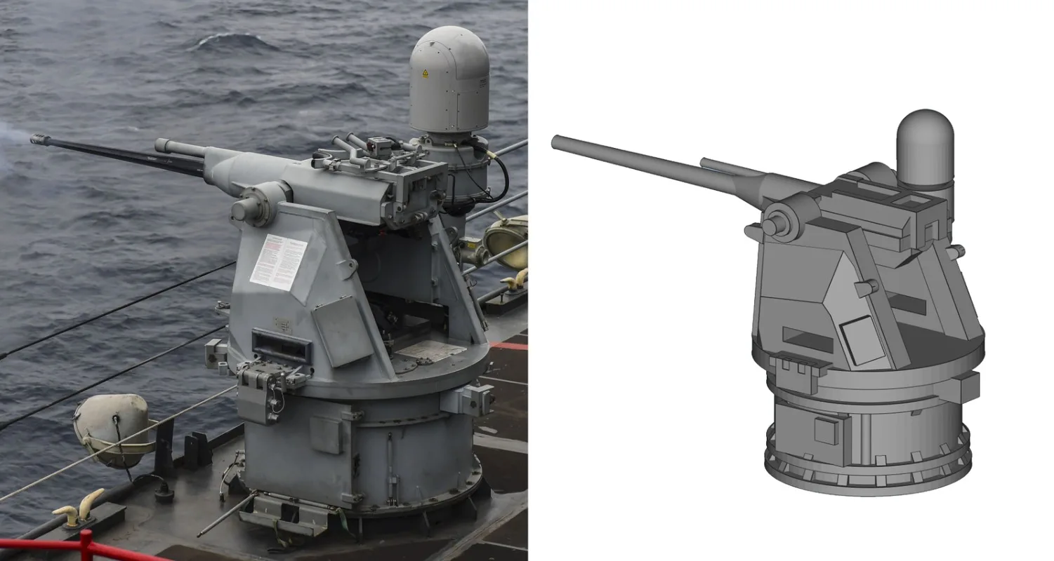 3D-gedruckter US Navy-Schiffsbrücken-Turm-Modellbausatz im Maßstab 1:700, Mk-38 Mod2 Detailteile (8 Stück)