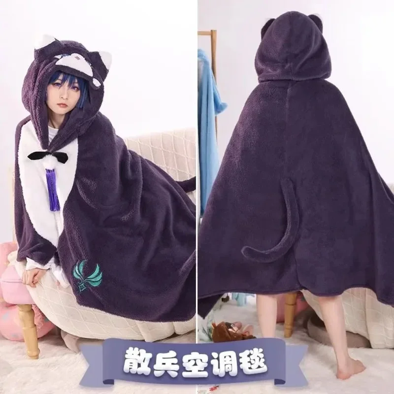 Imagem -06 - Unisex Genshin Impact Flanela Manto Cosplay Hoodie Pijamas Quentes Manto Cobertor Zhongli Kaedehara Kazuha ar Condicionado Homewear