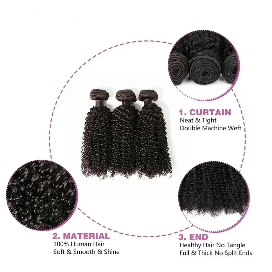 Bliss-Bundles de cheveux humains Deep Wave, cheveux brésiliens Remy, cheveux de bébé bouclés, extension de cheveux humains, document naturel, 3 pièces par lot