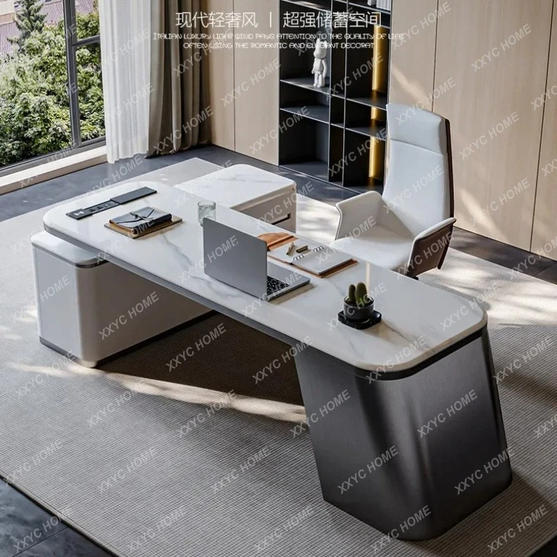 X High-end Minimalist Office Desks Light Luxury Ultra-crystal Stone Study Computer Office Desks Simple Home Furniture Bureau