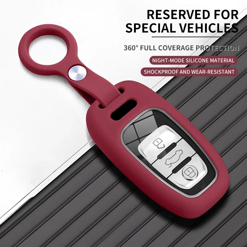 High-End Silicone Key Cover for Audi A4L/A6L/Q5L/Q3/A8L, All-Inclusive Key Fob Case Prevent car keys from being scratched
