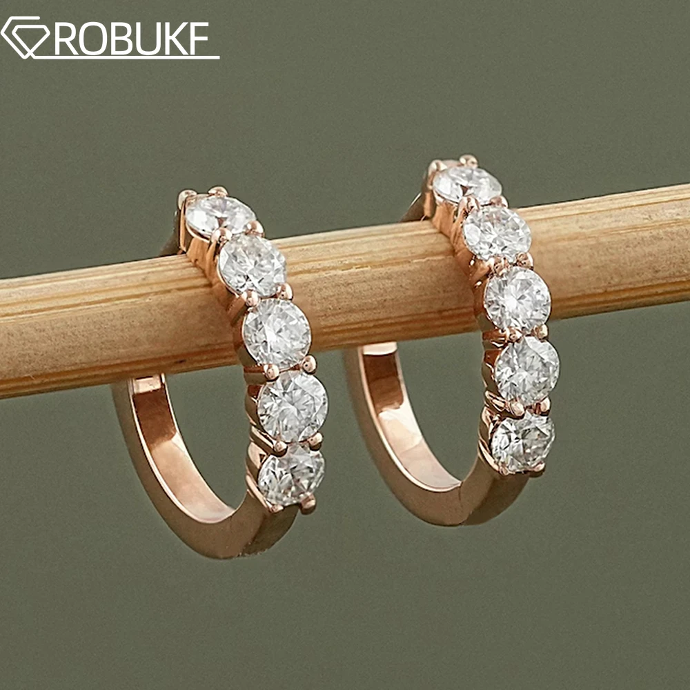 

D Color Moissanite Hoop Earring for Women Brilliant Round Cut Lab Created Diamond 925 Sterling Silver 18K Plated Huggie Earrings