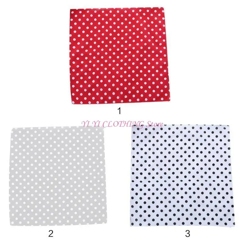 55x55cm Women Unisex Vintage Large Polka Dot Square Scarf Cotton Sport for Head