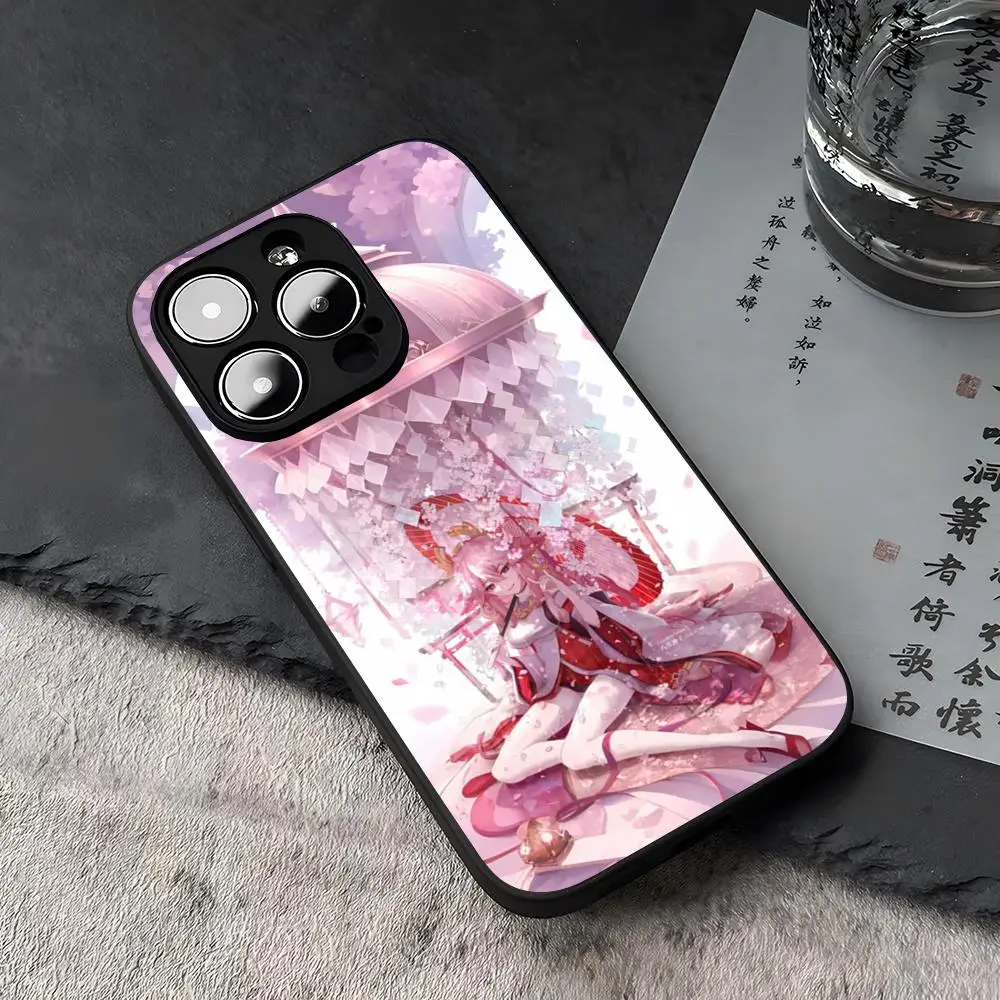 Yae Miko Genshin Impact Phone Case For iPhone 15 13 14 16 12 11 Pro XS Max Plus Mini X XR SE2020 Tempered Glass Coque