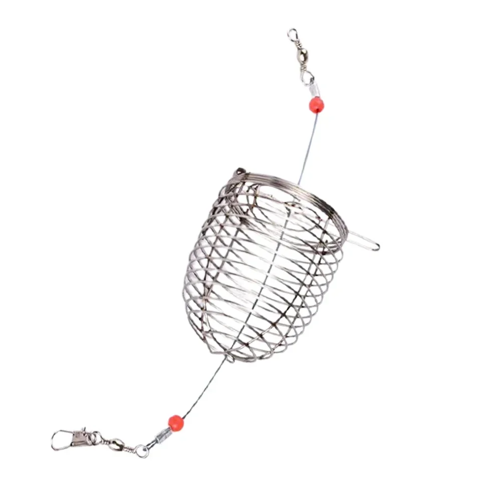 5 PCS Stainless Steel Fishing Bait Cage Lure Cage Bait Fishing Trap Basket Feeder Holder Fishing Tackle