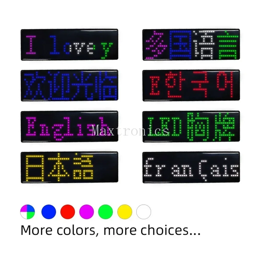 NEW DIY Multilingual LED Digital Badge USB Bluetooth Programmable HD Text Name Badge Scrolling LED Tag Sign Module Display Light