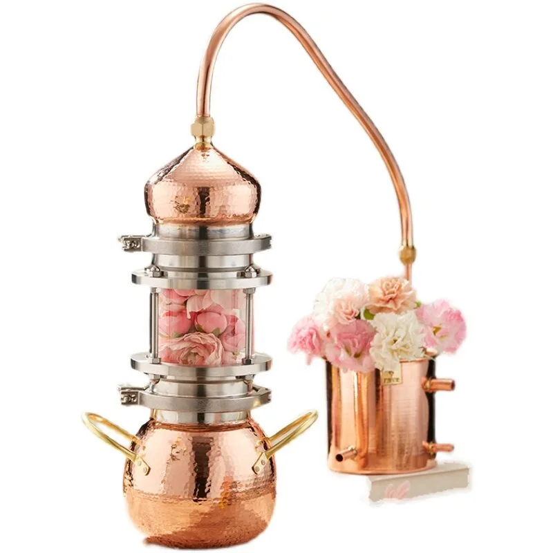Household Small Copper Glass Distiller Hydrosol Essential Oil Purifier Retro Brandy Liquor Brewing Distillation Device