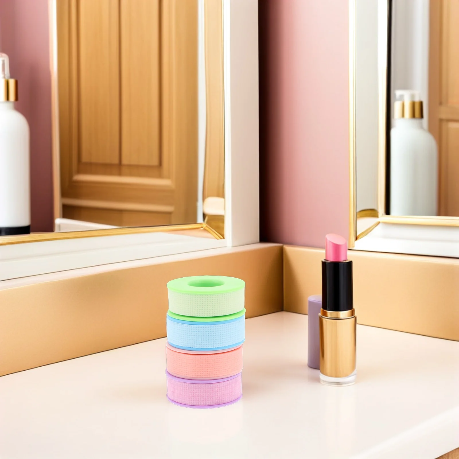 

4pcs 4 Rolls Lash Extension 1.25Cm Wide Silicone Gel Breathable Perforated Eyelash Tape For Sensitive Skin Multi-Color Adhesive