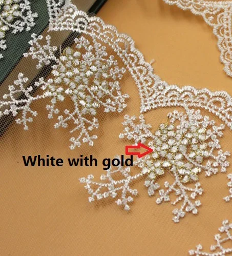 Beige White Black Embroidery Lace Trim, 11cm Width