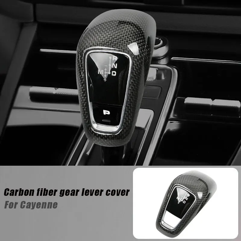 Real Carbon Fiber Car Gear Head Knob Gear Lever Cover For Porsche Cayenne Panamera 971 2018-2023 Interior Replacement Parts