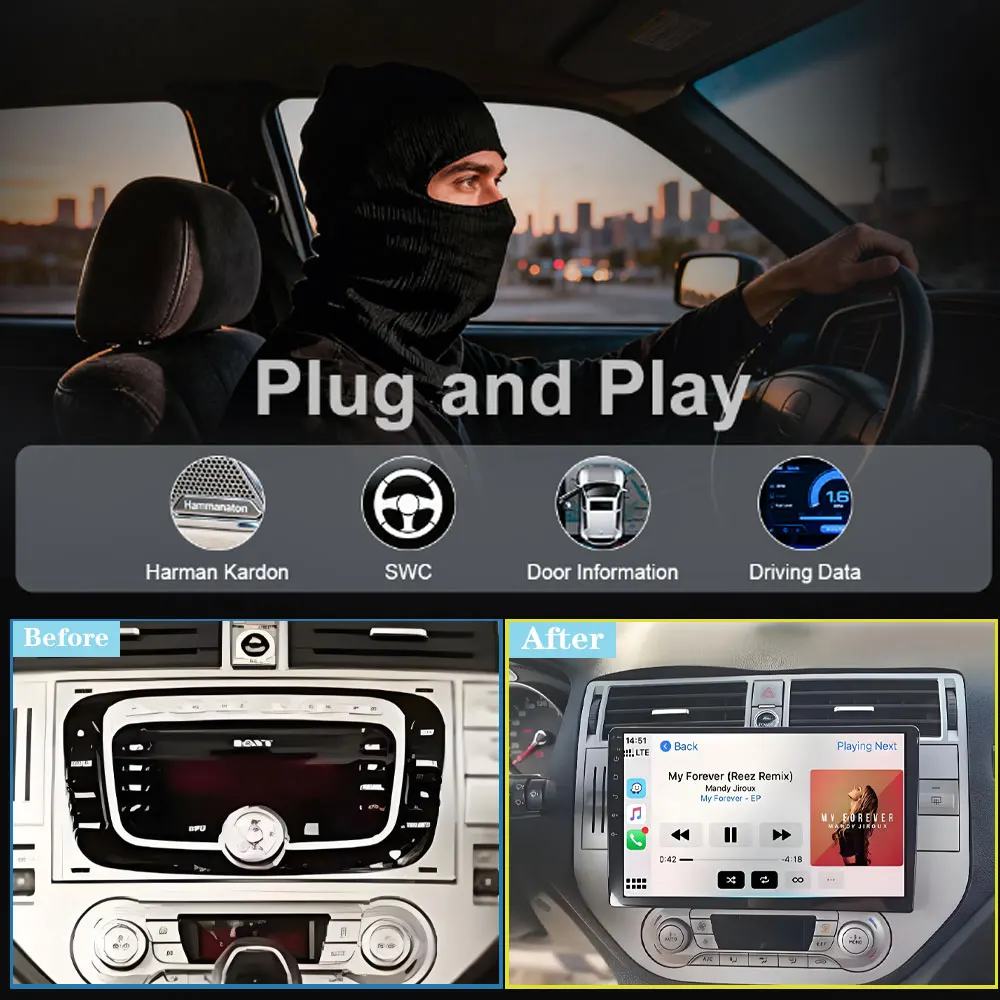 Android 16 Für Ford Kuga MK1 2008-2012 Für Ford C-MAX CMAX 2003-2010 Auto Radio GPS 2k Bildschirm Carplay 4G Wifi Stereo Video DSP BT – Detail 5