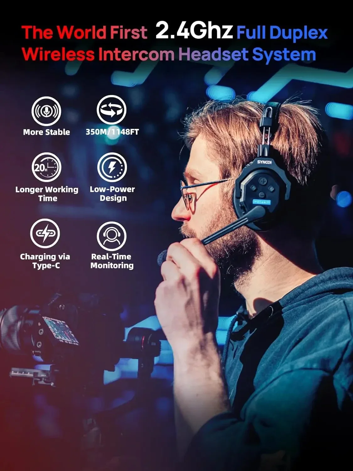 2025 رائجة البيع Synco XTalk X5 2.4 جيجا هرتز نظام اتصال داخلي لاسلكي سماعات عن بعد ميكروفون لاسلكي توسيع اتصالات الفريق إلى #3