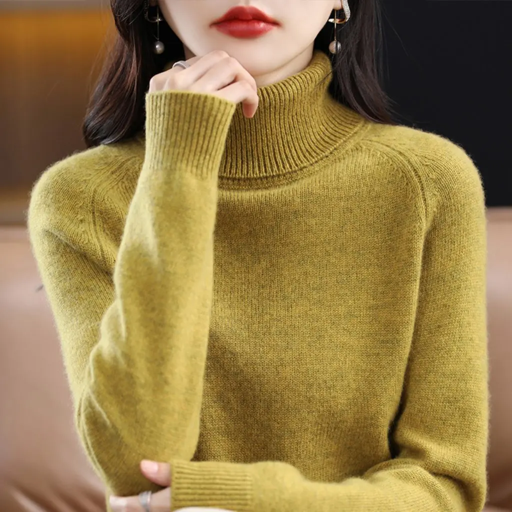 

Women's High-Neck Sweater Autumn/Winter High Collar Loose Versatile Knitted Base Shirt for Outer Wear