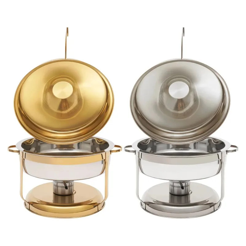 Set da buffet per scaldavivande in acciaio inossidabile: riscaldamento durevole ed efficiente, disponibile in oro e argento, perfetto per mantenere il cibo caldo