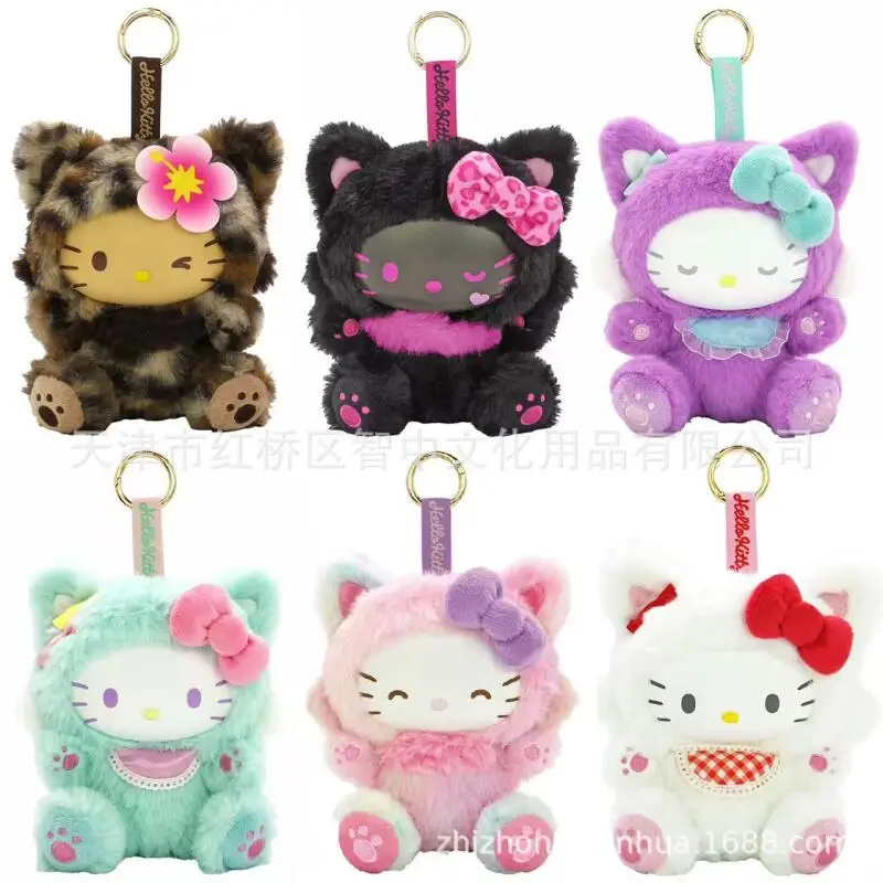 

Милый плюшевый брелок Hello Kitty с леопардовым принтом, модный аксессуар для сумок и ключей, подарок