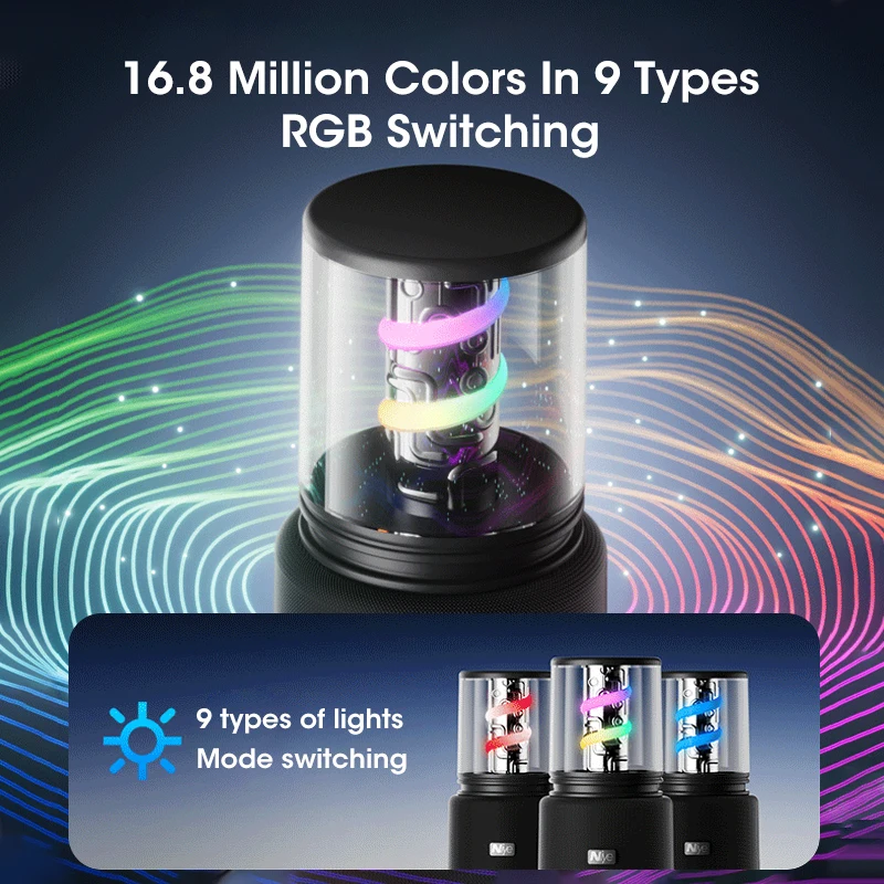 Wireless Bluetooth 5.3 Portable Waterproof Speaker HIFI Surround Bass Subwoofer Car Audio with LED Light Effects - view 5