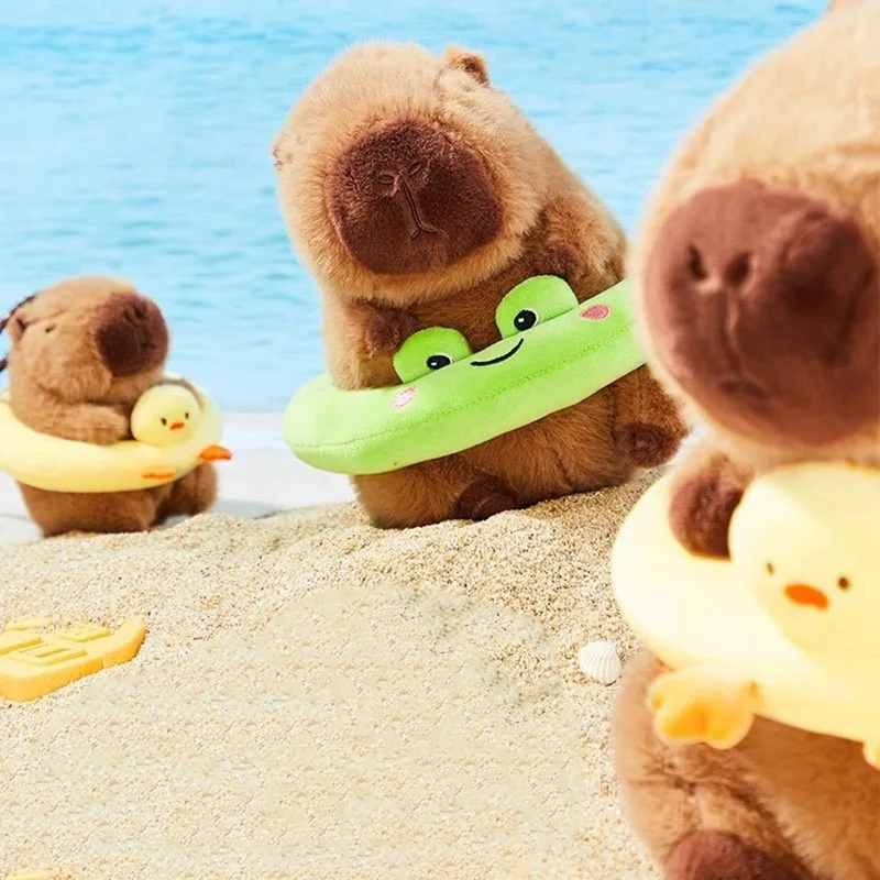 Swimming Ring Capybara Plush Capybara Keychain Stuffed Animals Cute Toy Fluffty Animal Doll Capybara Bag Pendant