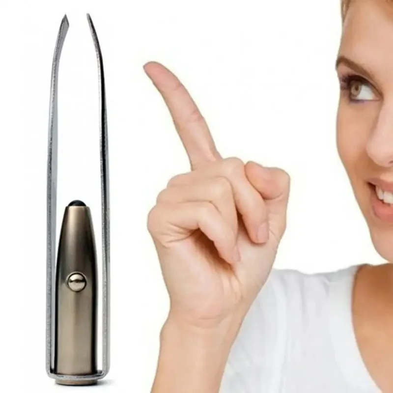 Eyebrow Tweezers Professional Stainless Steel Eyebrow Clip with Led Light for Women Eyebrow Tweezers Hair Removal Clamp Makeup