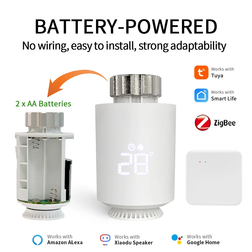 

Tuya Smart Zigbee 3.0 термостатический клапан радиатора Zigbee термостатический умный клапан радиатора контроллер температуры Alexa Google