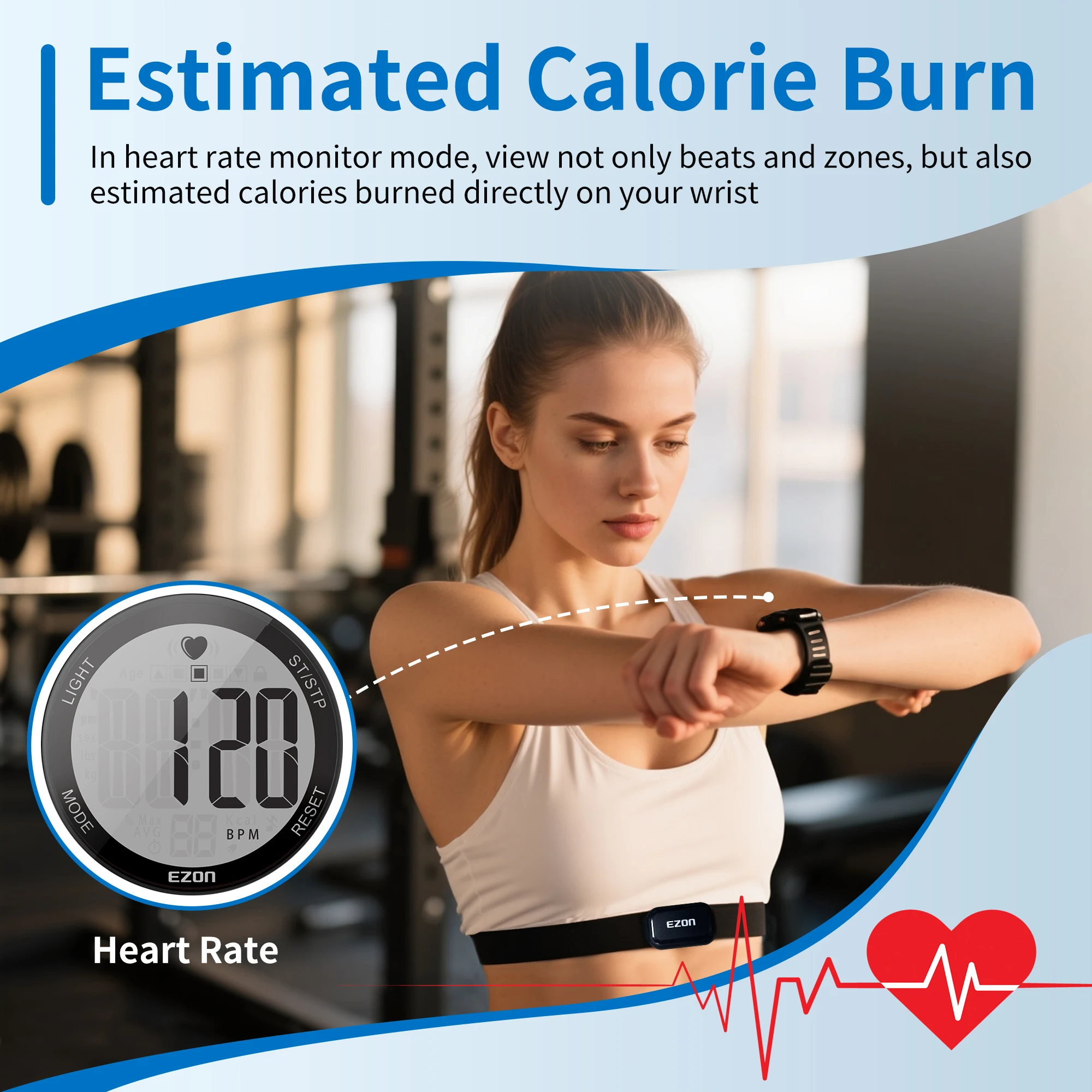 EZON T037 Men/Women Digital Sports Watch Heart Rate Monitor Outdoor Running Watch with Chest Strap