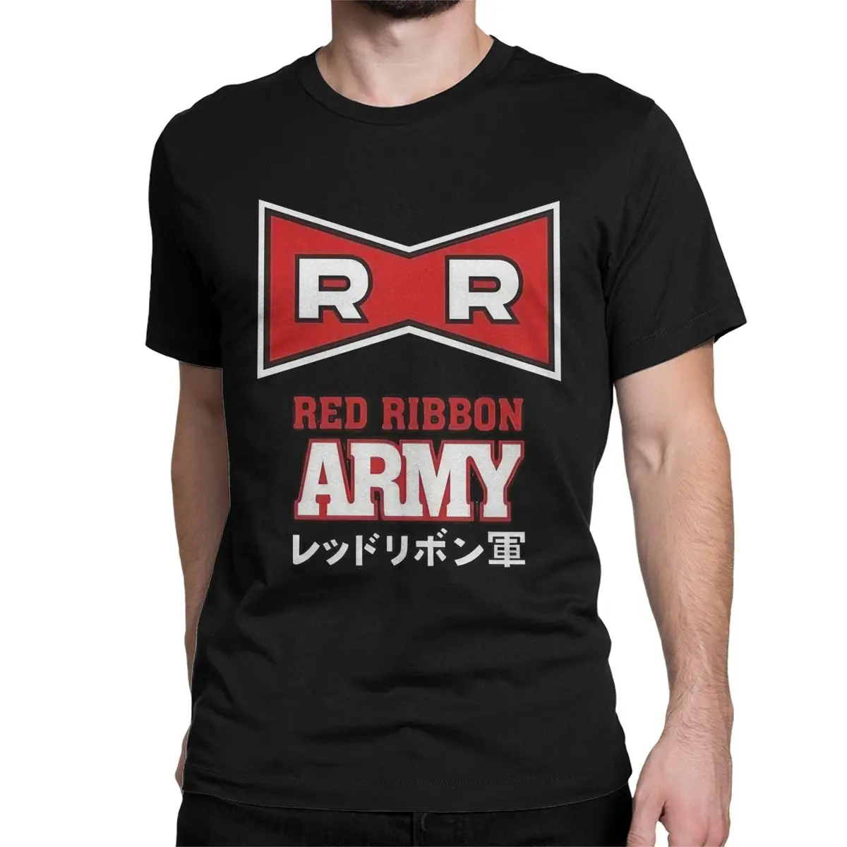 Logo Anime T Shirt for Men Women Cotton Novelty T-Shirts Round Neck Red Ribbon Army Tees Short Sleeve Clothing Summer