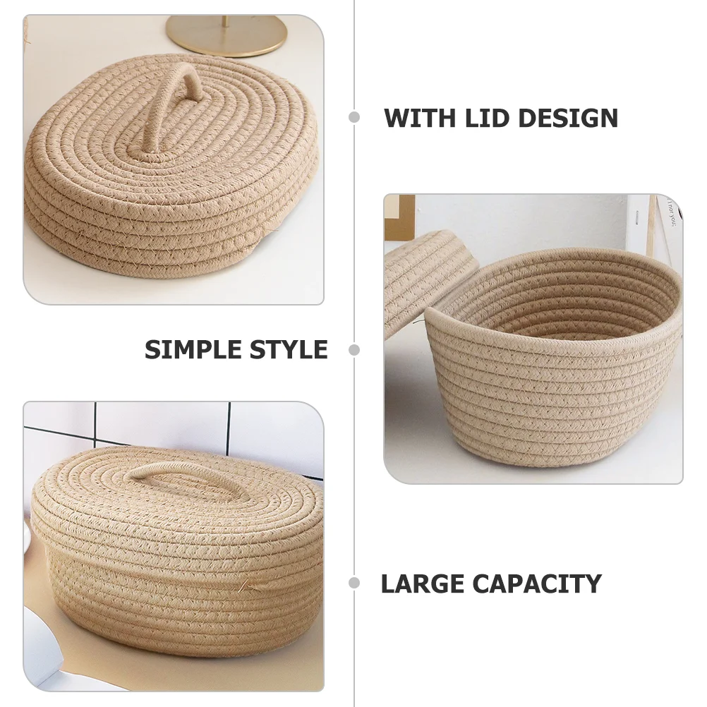 Nordic Simple Style Covered Rope Storage Box Desktop Snacks Toy Cosmetics Basket Khaki Color Woven Baskets Cotton Child Bins