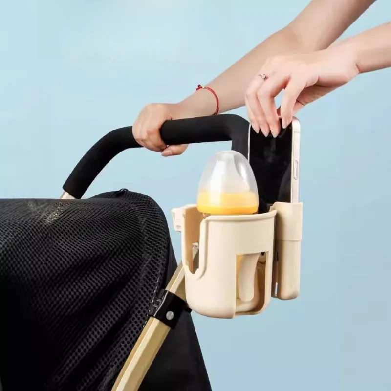 1pcs 2-in-1 Universal Stroller Water Cup Holder With Phone Holder, Universal Bottle Holder For Wheelchair stroller Accessories