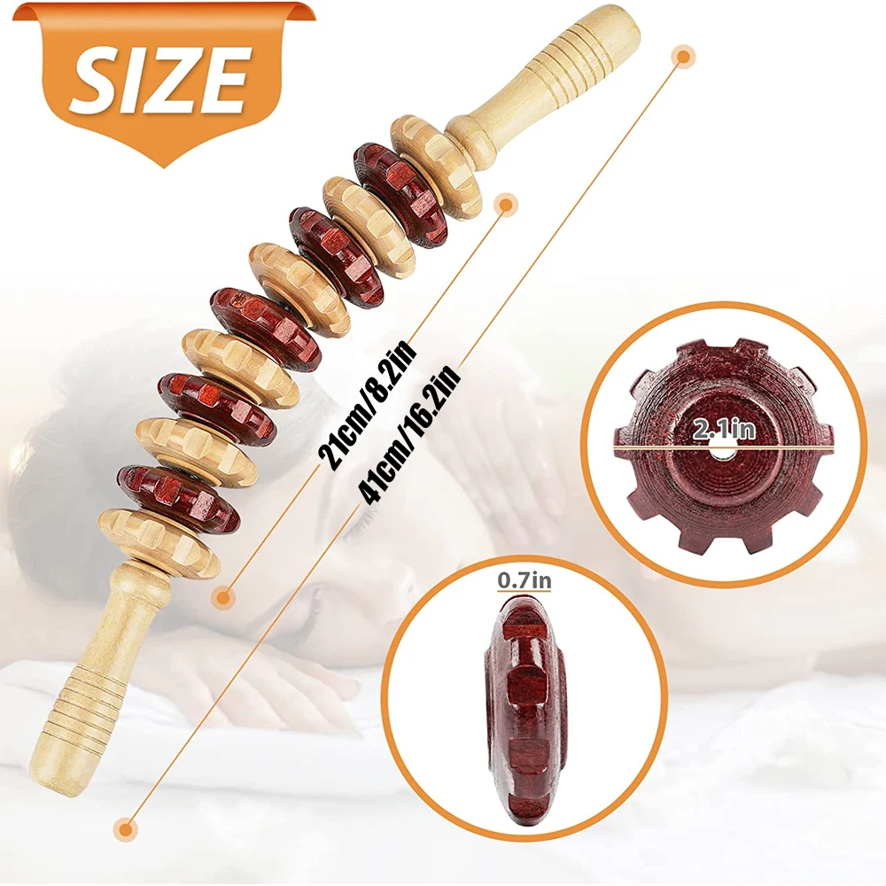 1PC Wooden Lymphatic Massage Roller - Curved Handheld Tool for Anti-Cellulite, Muscle Stress Relief & Body Sculpting - Wood Ther