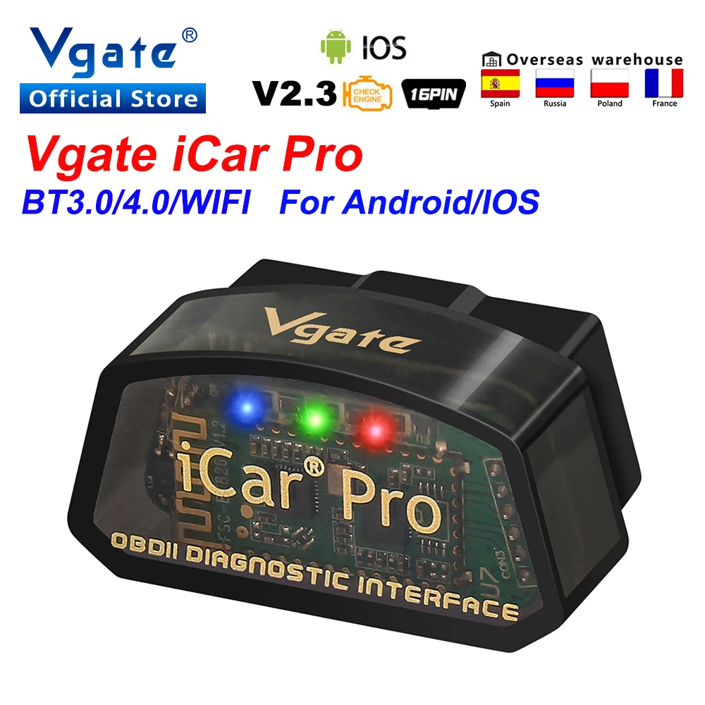 

Vgate iCar Pro ELM327 V2.3 Bluetooth 4.0 for Android/IOS iCar2 wifi OBD2 Car Diagnostic Tool elm 327 OBD 2 OBDII Scanner Auto