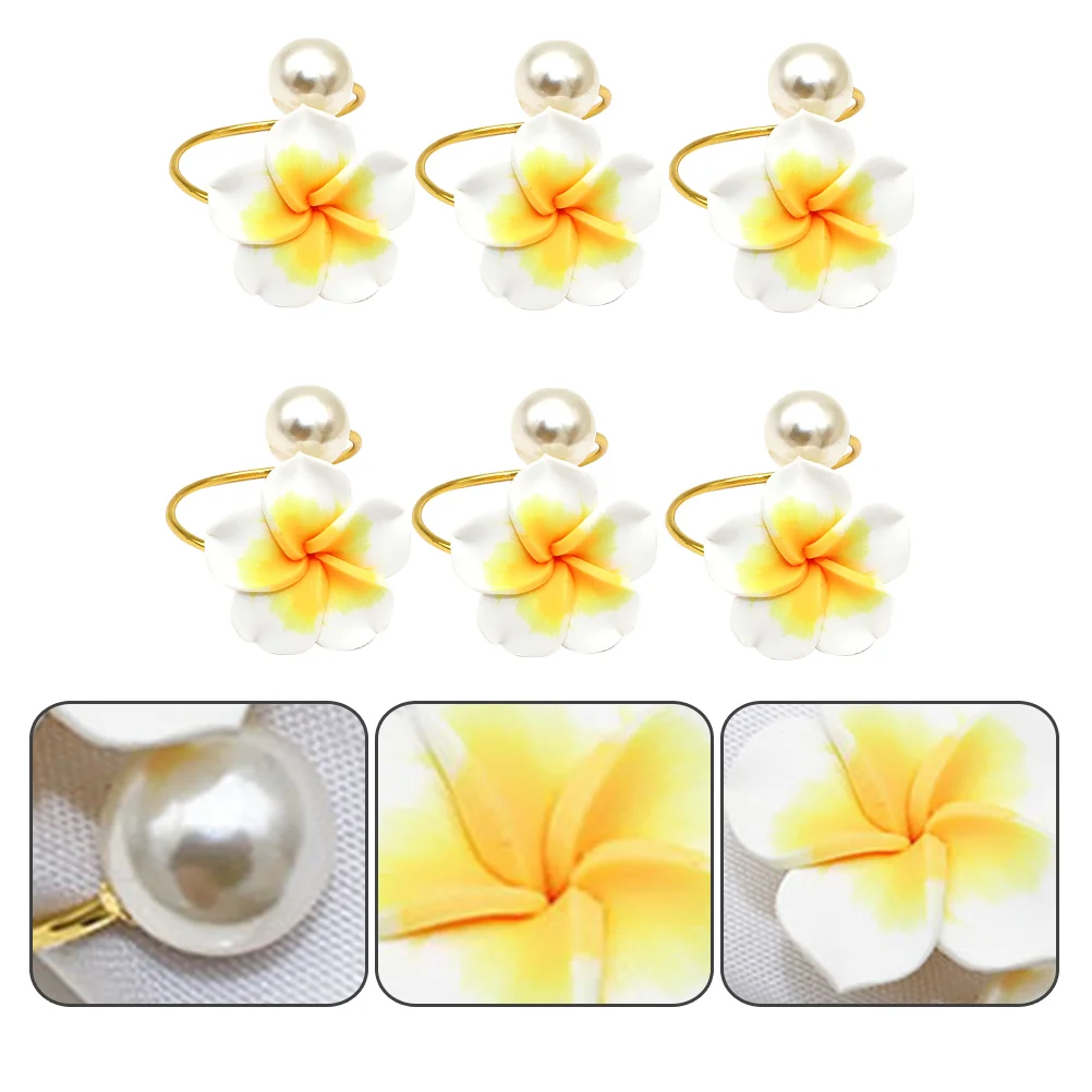 6 Pcs Retro Decor Frangipani Napkin Rings Household Serviette Buckles Summer Accessory Decorative Banquet