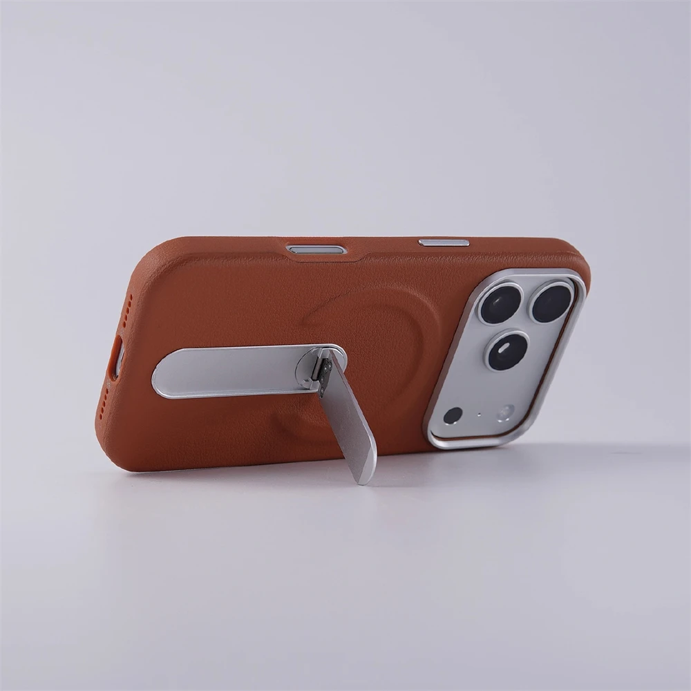 Luksusowy obrotowy uchwyt, odporny na wstrząsy, skórzany futerał MagSafe do iPhone 18 17 Pro Max 16 15 14 13, magnetyczna osłona do bezprzewodowego ładowania. — zdjęcie produktu 3