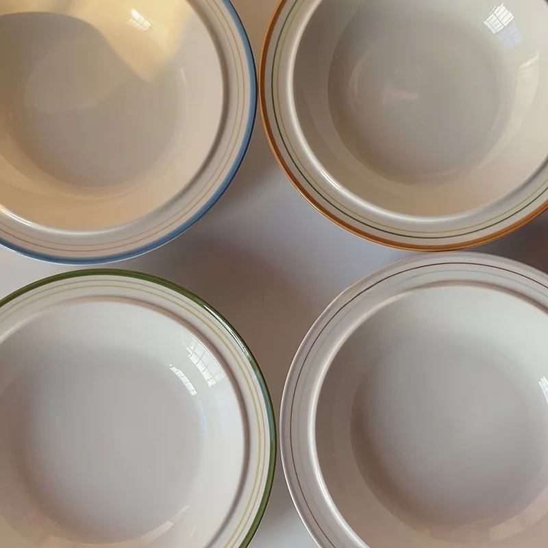 Ins Sle Cerc Nudelteller d Ölfarbe Malerei Deep Fi Teller Western Dert Cake Teller Retro Heimgebrauch Di Teller