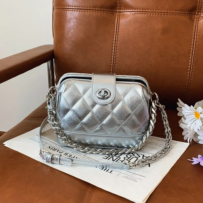 

Стеганая сумка на цепочке 2025 года — элегантная женская сумка через плечо, роскошная сумка для врача с фурнитурой золотого тона