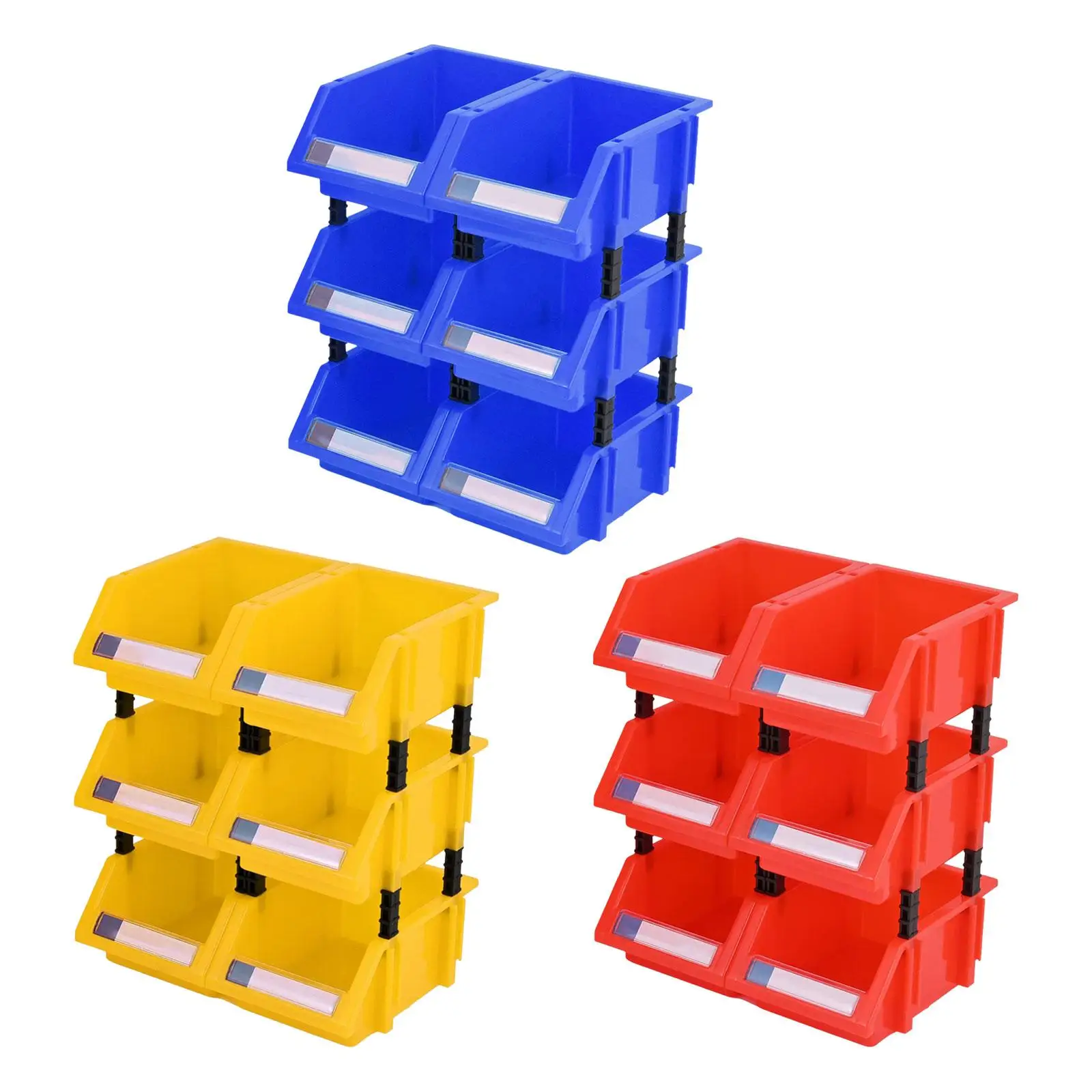 6x Component Storage Bin Screw Storage with 4 Connect Pillars, 1 Label Cover