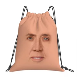 Nicolas Cage - Face Backpacks Casual Portable Drawstring Bags Drawstring Bundle Pocket Sundries Bag BookBag For Man Woman