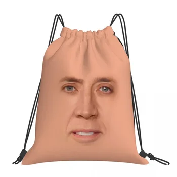 Nicolas Cage Face Mochilas para homens e mulheres, sacos portáteis casuais, bolso com cordão, saco de diversos, bookbag