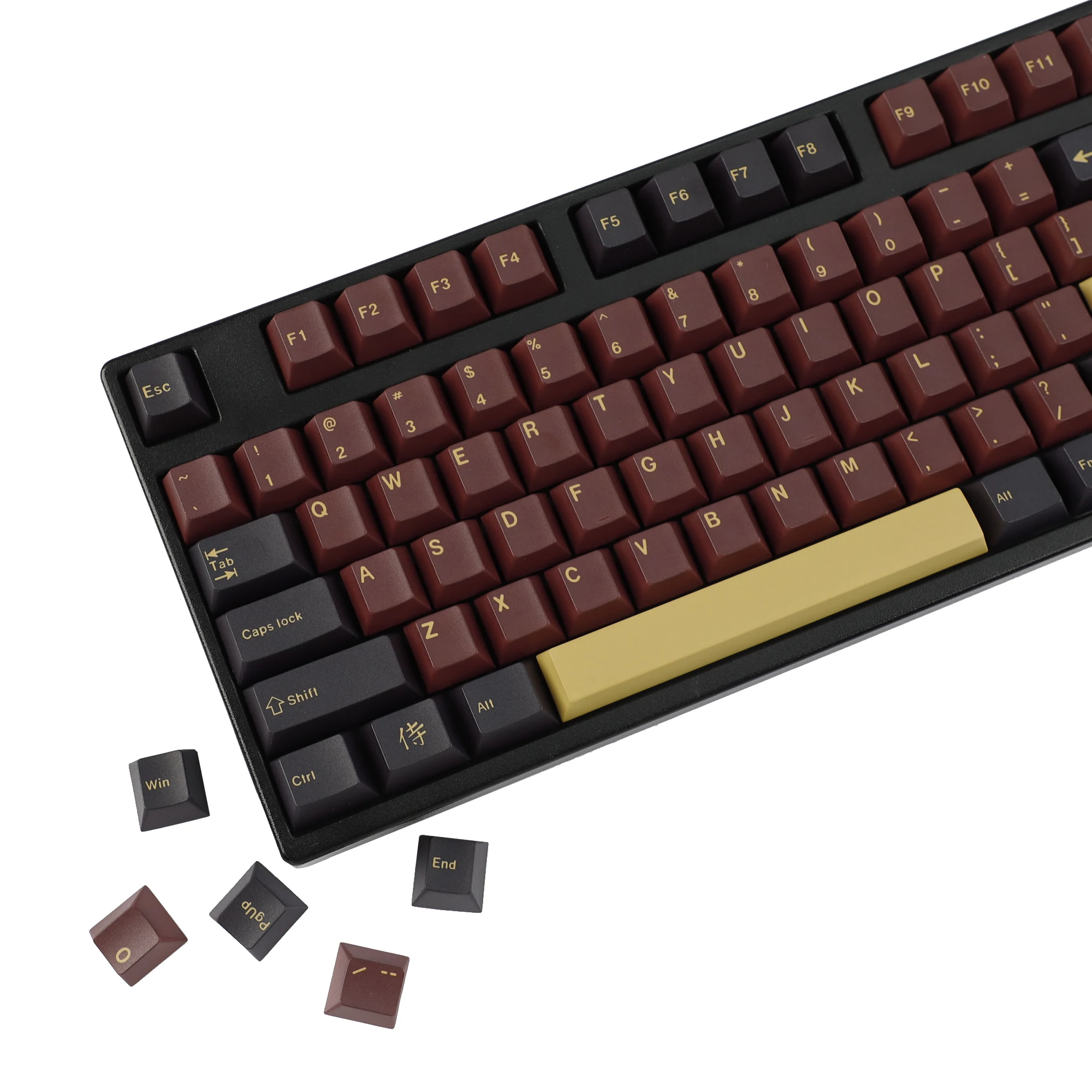 YMDK 143 Keys Red-Samurai Theme Keycaps Cherry Profile English German QWERTZ Dye Sub PBT Keycap For MX Mechanical Keyboards