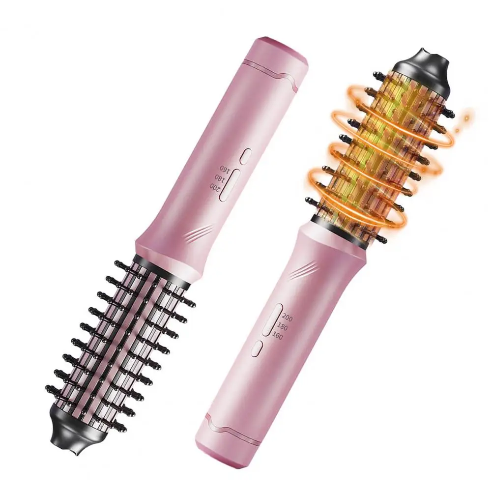 Cordless Hair Curling Iron Brush 3-in-1 Hair Curler Straightening Brush 5000mAh Thermal Hair Brush 3 Temperature Curling Wand